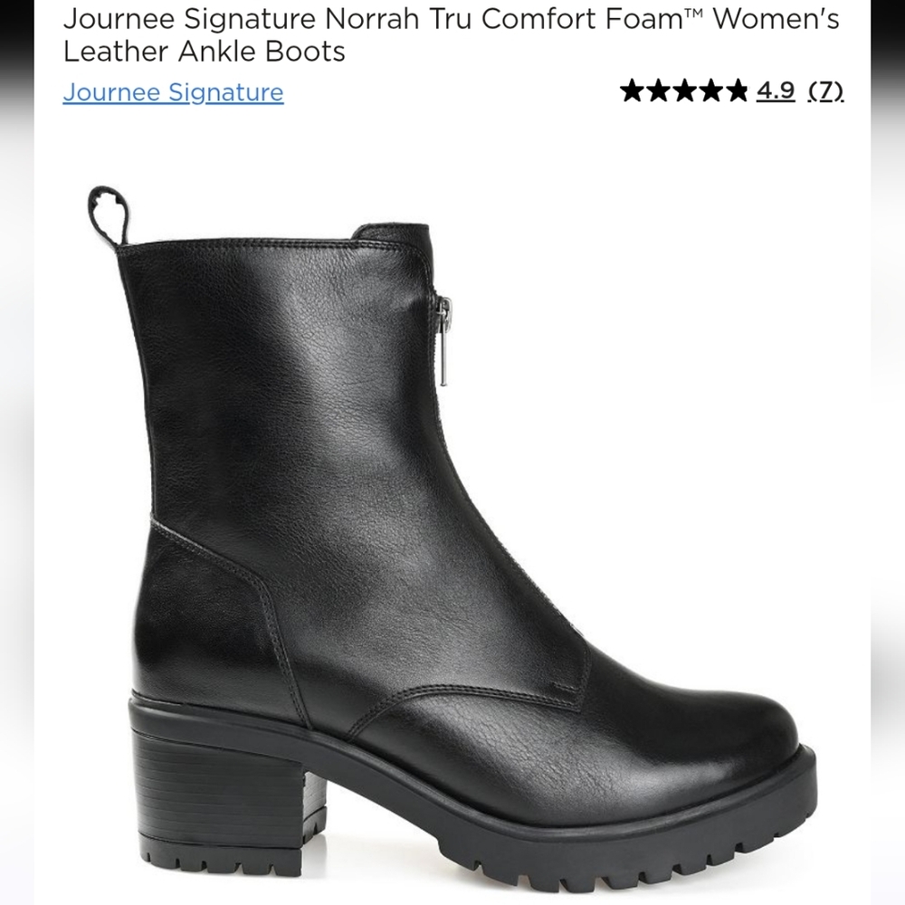 Journee Signature Collection Norrah black leather ankle boots sz 9